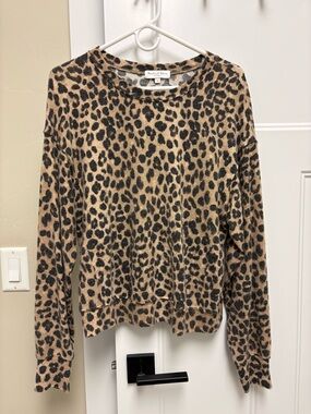 Michael Stars Leopard Print Crewneck Sweater